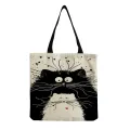 【ALLGOOD】Andeiltech Canvas Tote Bag for Women Aesthetic Cute Cat Shopping Grocery Reusable School with Inner Zipper Girl Gift. 