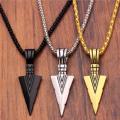 Men's  Black Long Necklace with Arrow Pendant Jewelry Chain Hip Hop Punk Rock Nicle. 