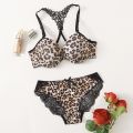 Pretty Design Fancy Lingerie Women 2 Piece Lace Underwear Clothing Leopard Print Bra Panty Sets Camisole Design A3159. 