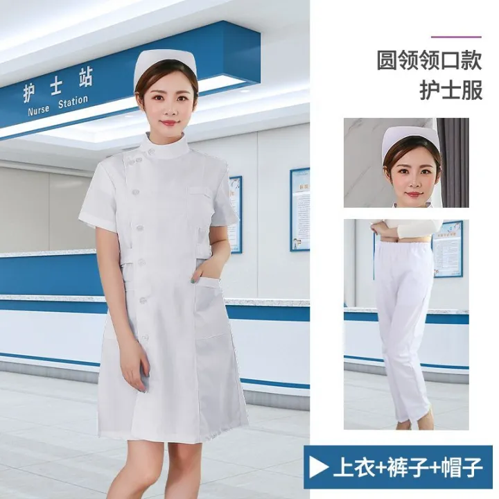 Nurses'%20Uniform%20Women's%20Summer%20Short%20Sleeve%20White%20Lab%20Coat%20Medical%20Beauty%20Salon%20Long%20Customized%20Thin%20Kindergarten%20Overalls%20-%20Image%205