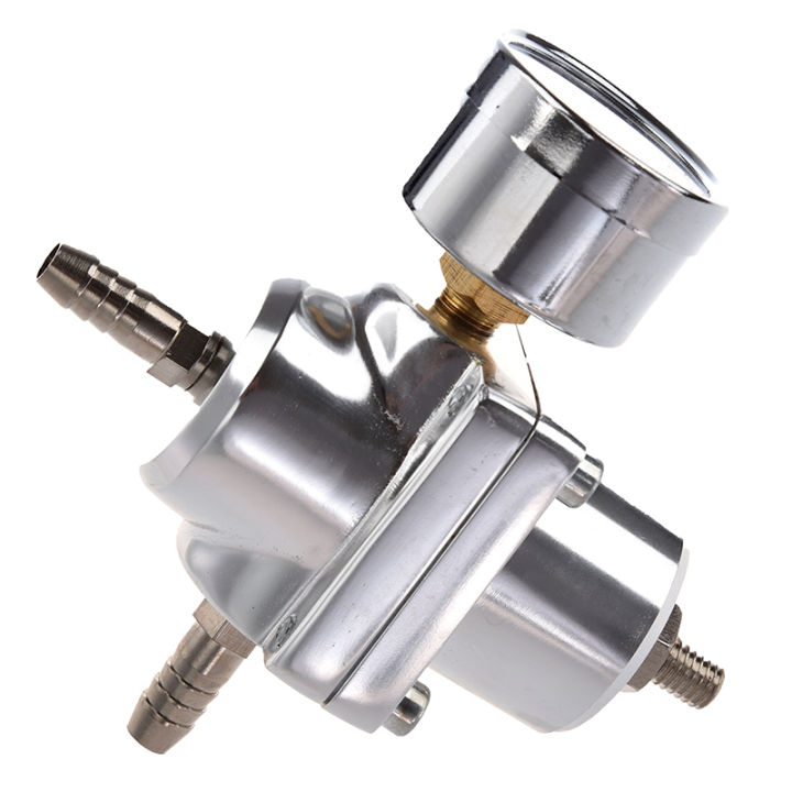 Universal Car Adjustable Fuel Pressure Regulator with Gauge Silver ...