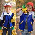 Cosplay Anime Ash Ketchum Clothes Pokemon Cap Gloves Set Men Blue Jacket Costume Boys Girls Cosplay for Party Trainer Pokemon. 