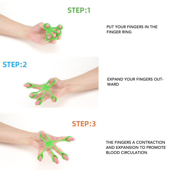 Finger%20Exerciser%20Set,%20Multipurpose%20Finger%20Stretcher%20Hand%20Grip%20Strengthener%20Green%20Improve%20Stiffness%20Relieve%20Pressure%20Silicone%20for%20Strength%20Training%20-%20Image%205