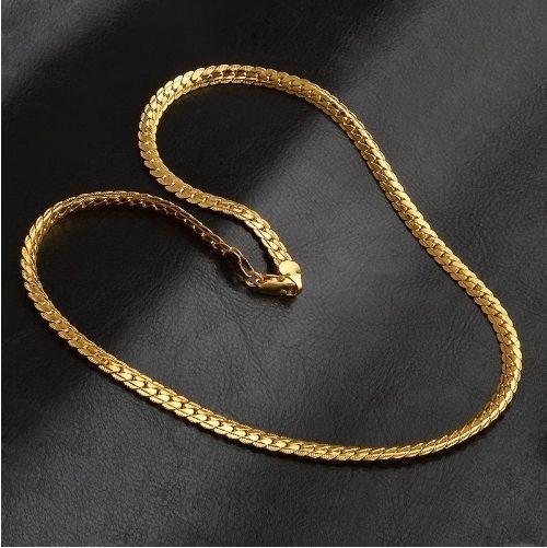 Men's 18k Gold Plated Long Chain Necklace