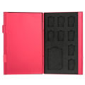 12 in 1 Aluminum Storage Box Bag Memory Card Case Holder Wallet Large Capacity For 4 * SD Micro SD SDHC SDXC MMC 8 * TF SIM Card(Red). 