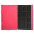 12 in 1 Aluminum Storage Box Bag Memory Card Case Holder Wallet Large Capacity For 4 * SD Micro SD SDHC SDXC MMC 8 * TF SIM Card(Red). 