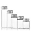 Portable Sample Jars Decorative Glass Vials Mini Glass Bottles Empty Storage Vials Aluminium Cap Containers. 