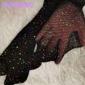 Elegant Rhinestone Hosiery Sparkling Rhinestone Fishnet Pantyhose for Party Club Look High Elasticity Anti-slip Design Favorite Rhinestone Pantyhose. 