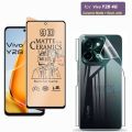 Pack of 2 Vivo Y28 Ceramic Matte Film + Back Jelly Protector Soft Skin Vinyl Lamination wrap paper clear 9D 21D 100D Screen Protector Best For Gaming PUBG Players PLastic Unbreakable Flexible Soft Sheet For Y28 4G - semi Transparent. 