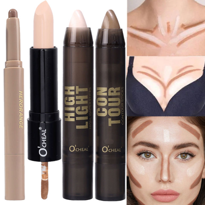 Shading Contour Stick Makeup Kit Face Highlighter Contouring Highlight and Contour Kit Concealer Makeup Stick Face Corrector