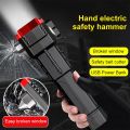 Multifunctional Flashlight Car Emergency Broken Window Safety-Hammer Work Light For Outdoor Safety USB LED Rechargeable Torch Lights. 