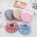 Double Layer Waterproof Shower Caps Hat Lovely Thick Women Men Unisex Bath Shower Cap Bathing Caps Accessories Hair Care Hats. 