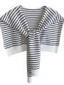 Black and white striped knitted shawl womens summer dress cardigan net infrared matching cloak air conditioning scarf top jacket. 