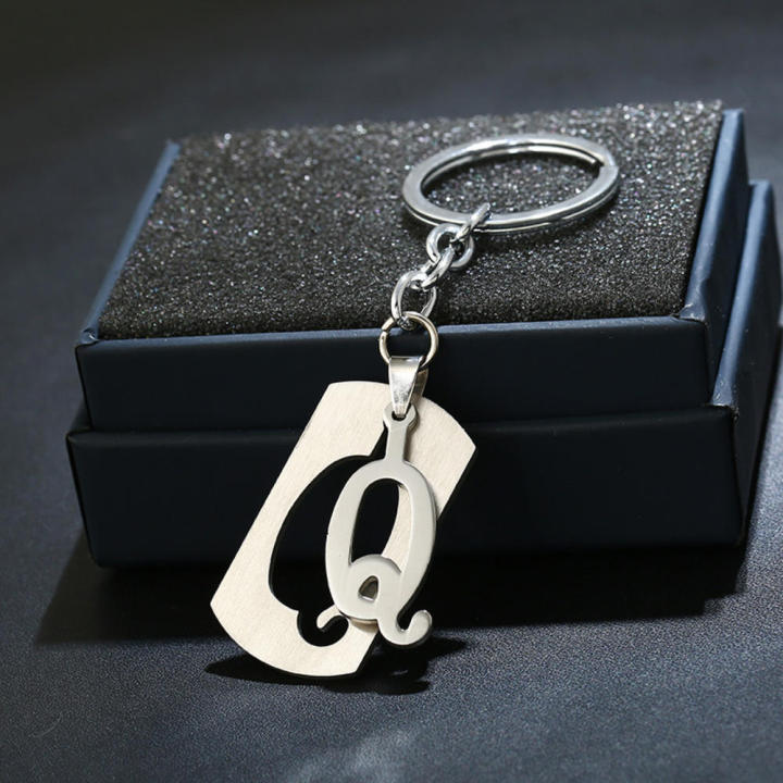 Men's Keychain Women's Keychain Stainless Steel Keychain Initial Keychain Personalized Keychain Letter Keychain