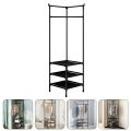 Multi-Function Corner Coat Rack, Floor Stationary Clothes Hanger Shelves, Removable Metal Clothes Storage Shelves, Hanging Shelf  Bedroom Standing Corner Coat Rack Easy Assembly Portable Clothes Rack Furniture Storage Rack. 