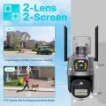 Outdoor Wifi PTZ Camera 4K 8MP HD Dual-Lens Dual Screen Camera AI Auto Tracking 4MP Video Surveillance Police Light Alarm iCSee. 