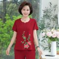 Middle-Aged and Elderly Cotton Nightdress Women's Summer Pajamas Artificial Cotton Dress Skirt Mid-Length plus Size Homewear Mom. 