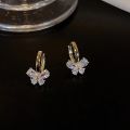 1Pair Girls Sweet Temperament Zircon Butterfly Earrings Niche Simple Exquisite Small Ear Buckles for Daily Versatile Jewelry. 