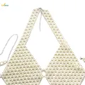 Bead Crop Top Bralette Y2K Midriff Baring Top Body Chain Jewelry Tank Top for Belly Dancing Disco. 