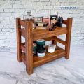 Wooden Cosmetics Rack / Solid Wood 2 Tier Tea corner Rack for Kitchen / Wooden Spices Rack for Kitchen Countertop/ Storage Stand. 