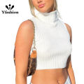 Yfashion Sleeveless Mock Turtleneck Tank Top For Women Y2K Ribbed Knit Slim Fit Solid High Neck Cropped Cami Top. 