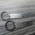 High Quality Stainless Steel Engraving Car Key Ring Drive Safe Handsome, I Love You Double Sided Mirror Polishing Drive Safe Keychain Best Wishes Letter Keychain Birthday. 