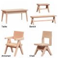 Wood Dollhouse Table Chair Doll Accessories 1:12 Scale Miniature Stool Bench Gift Mini Furniture Mini Dinning Table Dollhouse. 