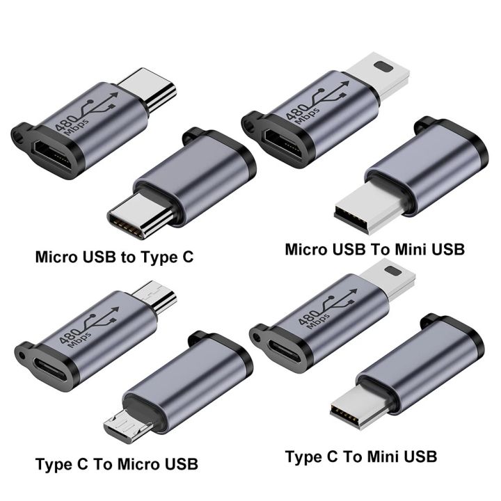 2Pcs%20Type%20C%20Female%20To%20Micro%20USB%20Male%20Converter%20480Mbps%20Micro%20USB%20Female%20To%20Type%20C/Mini%20USB%20Connector%205V%202A%20for%20Phone/Tablet/PC%20-%20Image%202