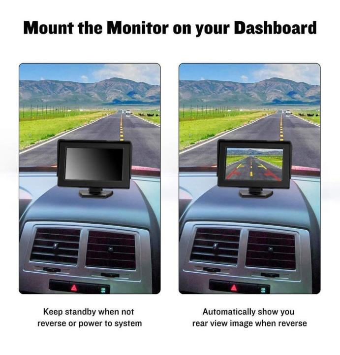 Auto_Smart_Look Combo 4.3 Dashboard TFT LCD Screen Rear View Monitor with 8 LED Night Vision Car Reverse Camera for Maruti Swift NUZ