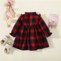 Spring and Autumn New Long Sleeve Girl Baby Dress Academy Style Pure Cotton Plaid Waist Wrapped Princess Dress Suitable for 0-3 Year Old Babies. 