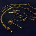 Sri lankan Traditional Kandiyan Gold Plated Natural Agasthi Stone Necklace Earrings Wedding Bridal Elegant Jewelry Sets For Women Marriage agasthi Jewelry Set Fashion. 