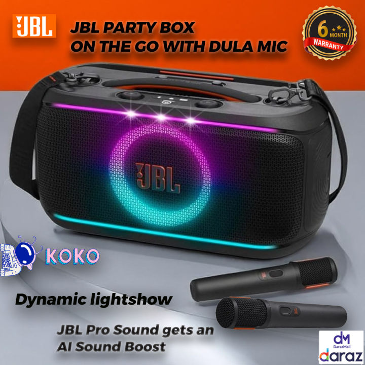 Genuine JBL Party Box On The Go 2 With Dual Mic Portable Bluetooth Speaker  | Original | 15 Hours Battery Life | 6 Months Warranty