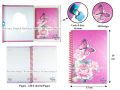 Notebook Diary Autograph Lockable 32k (13cmx19cm) Lock and Key System Colored Pages For Girls Cute 3D Butterfly Dark Design. 
