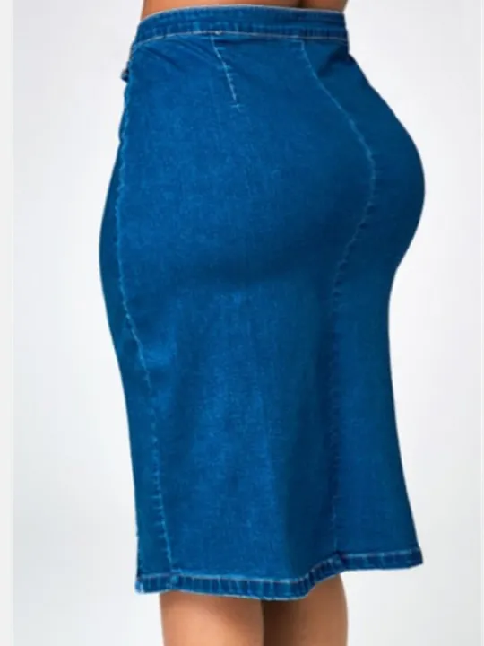 Summer%20Denim%20Skirt%20Women's%20Half%20Length%20Skirt%20New%20Split%20Retro%20Split%20Fashion%20Button%20Long%20Retro%20Old%20Hip%20Pocket%20Rock%20Cowboy%20-%20Image%202