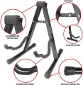 Folding A-Frame Stand for Acoustic and Electric Guitars with Secure Lock V-Shape Portable Guitar Stand - Mandolin Stand, Ukulele Stand, Violin Stand. 
