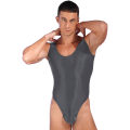 Swimming Suit for Mens One Piece High Cut Sleeveless Leotard Bodysuit Glossy Backless Swimwear Swimsuit Sports Yoga Fitness. 