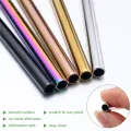 Reusable 304 Stainless Steel Straws Straight Bent Metal Drinking Straw with Cleaning Brush Set Party Bar Accessories. 