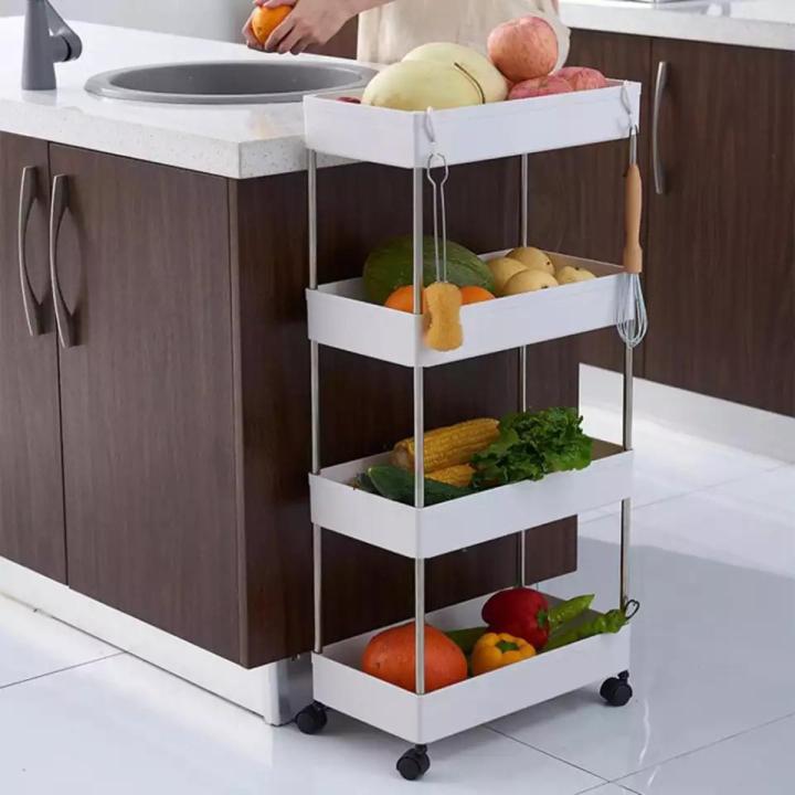 Trolley kitchen rack with wheel mobile floor storage shelf multi layer bathroomMultilayer Kitchen Storage Rack Shelf with Wheels Spice Rack Organizer Jars Bottles Holder Bathroom Kitchen Organizer She...