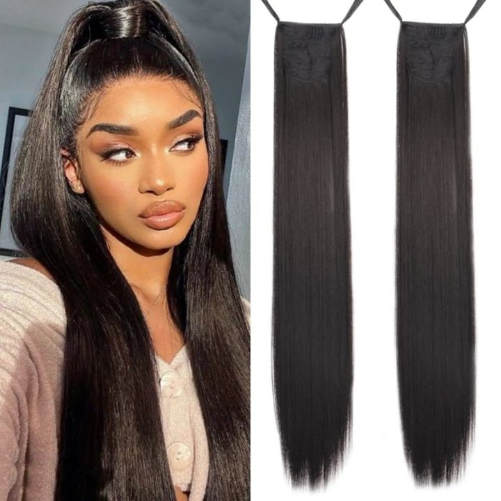 Natural Hair Straight Ponytail Hairstyle 45/55/65cm Long Straight