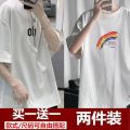 [ Buy One Get One Free ]2024 New Summer Men T T-shirt Short Sleeve ins Fashion Brand Student Loose Trendy Half Sleeve. 