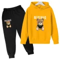 Children's Hoodie Cute Bear Print Sweatshirt Top+trousers 2P Boys Girls Boys Pullover Outdoor Sports Charming Fashion Casual Set. 