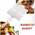 BBQ Gril - Stainless Steel Grill Pan with Wooden Handle Barbecue Roti Roast Grill Papad Roaster Chapati Toast and Paneer Tandoori Grill Stand. 