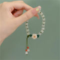Elegant Round Jade Korean Style Bracelets White Color Peach Blossom Bracelets For Women Party Gifts Fashion Jewelry Accessories FUHENG. 