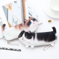 2018 NEW Kawaii Novelty Simulation Cartoon 3D Cat Pencil Case Soft Cloth School Stationery Pen Bag Gift For Girl Boy Student. 