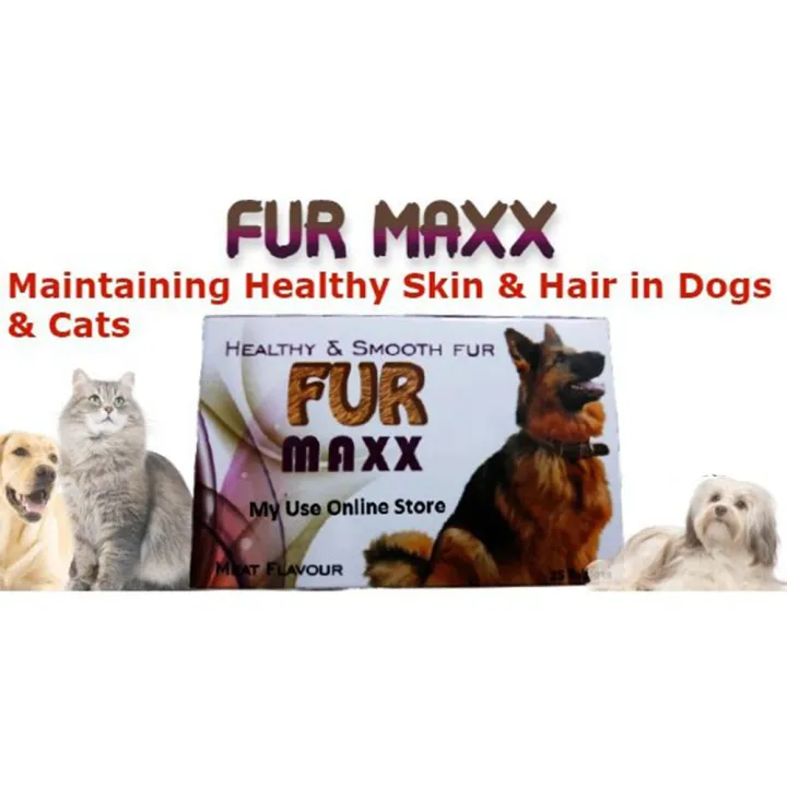 Greenvet%20Fur%20Maxx%20%E2%80%93%2030%20Tablets%20(Meat%20Flavour)%20For%20Healthy,%20Smooth%20&%20Glossy%20Fur%20in%20Dogs%20&%20Cats%20-%20Image%202