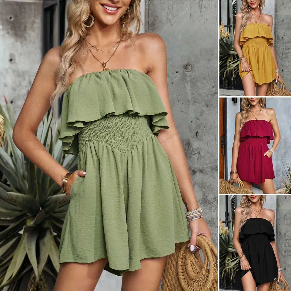 Women's Plus Size Jumpsuit Ruffled Short-Sleeved Long Length Rompers Jumpsuit | Tania's Online Closet, LLC