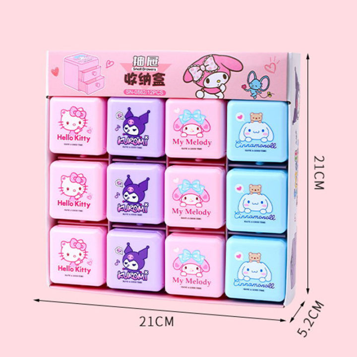Cute%20Cartoon%20Sanrio%20Hello%20Kitty%20Cinnamoroll%20My%20Melody%20Kuromi%20Storage%20Box%20With%20Mini%20Drawer%20Jewelry%20Finishing%20Box%20Desk%20Organizer%20Fugar%20-%20Image%202