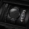 【ThinkWay】Men Watch Set Black Business Exquisite Round Dial Quartz Watch Holiday Valentine's Day Gifts. 
