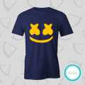 Marshmello blue Tshirt  unisex  tees  designer tees  crew neck  silver white  red  blue  black. 