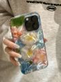 Fashion Illusory Color Water Ripple Pink and White Flowers Cover Case For iPhone 15 14 13 12 11 Pro Max Phone Case. 